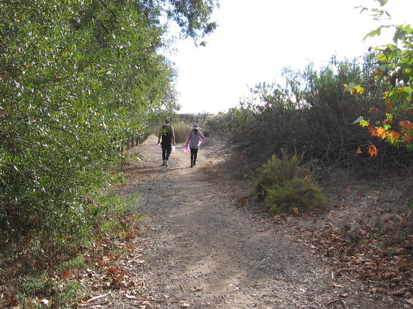 A couple walks slowly along the Kumeyaay Nature Trail, enjoying a beautiful November day.