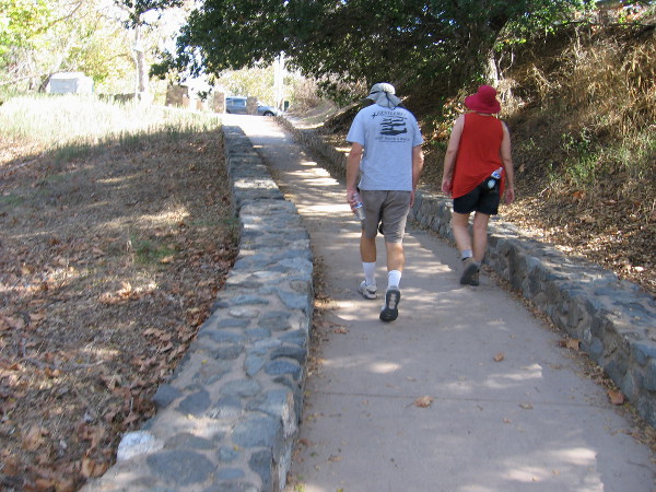 Heading to the parking lot by the Old Mission Dam, also called the Padre Dam.