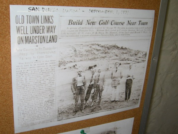 San Diego Union September 1, 1931. Old Town Links Well Under Way On Marston Land.