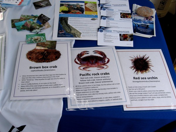 I believe I've seen brown box crabs, Pacific rock crabs, and red sea urchins at this very market! The latter can live up to 200 years, and is considered a delicacy.