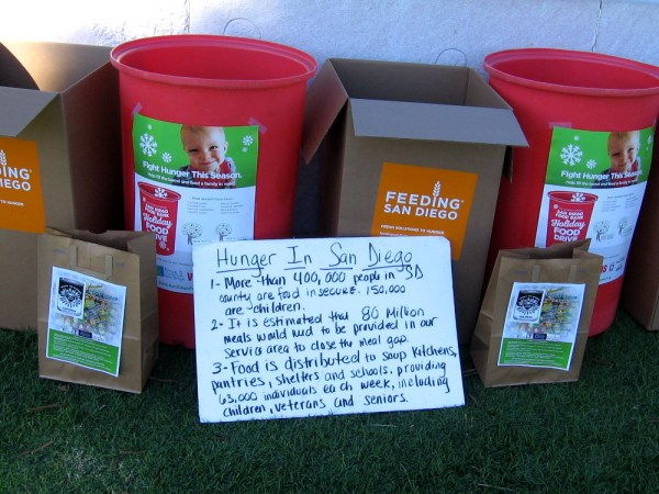 Many people in San Diego County, unfortunately, are hungry. Food collected during this holiday food drive will be distributed to soup kitchens, pantries, shelters and schools.