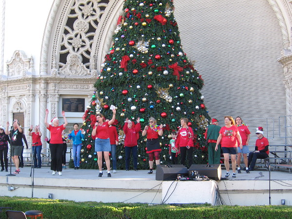 I might not spot the actual real Santa, but this December Nights is rather fun. These folks are singing their hearts out in front of the big Spreckels Organ Pavilion Christmas tree. When the lights come on at night, Balboa Park becomes a magical wonderland!
