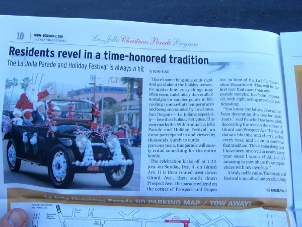 Residents revel in a time-honored tradition. 2016 is the 59th year of the La Jolla Annual Christmas Parade!