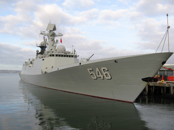 Another photo of the Chinese frigate Yancheng, docked in San Diego Bay on December 6, 2016.