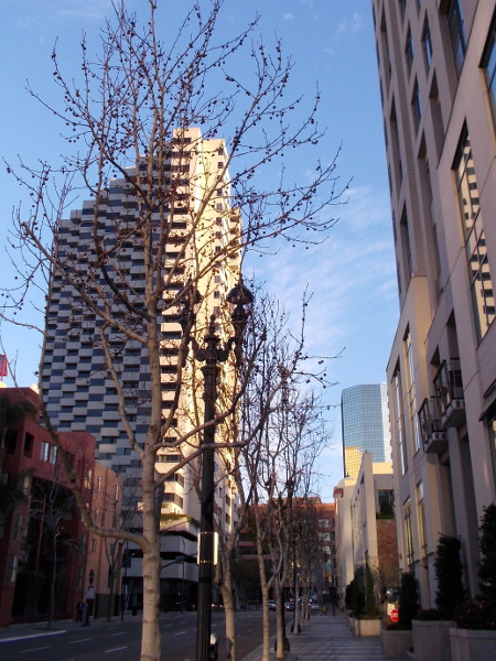 Turning to look north along Front Street early one morning.