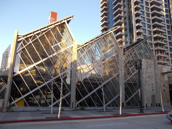 East side of the New Children's Museum. Glass and interesting architecture in the morning light.