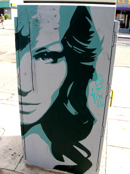 Cool female face on one side of a utility box on 30th Street in North Park.