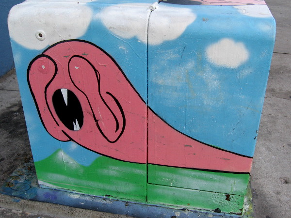 A funny pink stretchy blob face covers its eyes and yells!