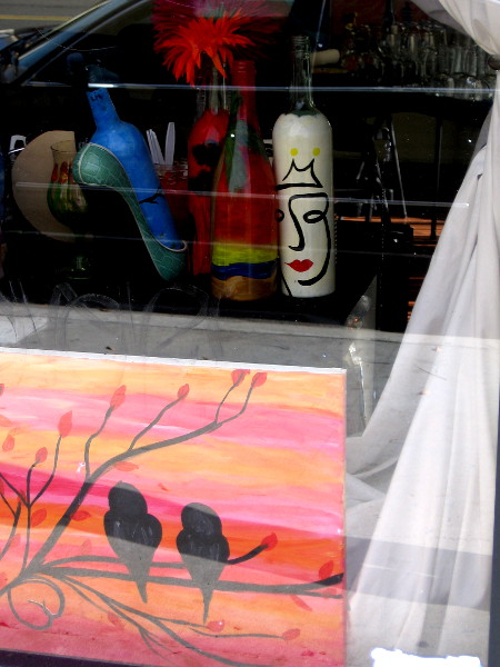 Not street art, but an artful face in a window on 30th Street. This is VIP Paints - San Diego, a special studio where the public can go to learn and create art!