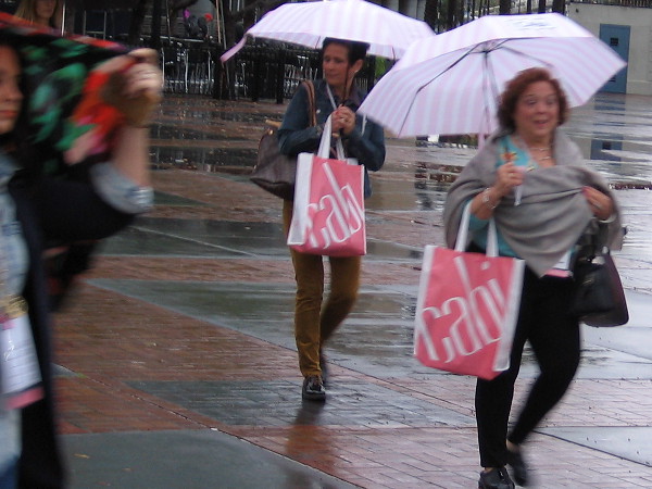 It's only water. Perhaps we can cope. Most of these smart convention center visitors brought umbrellas!
