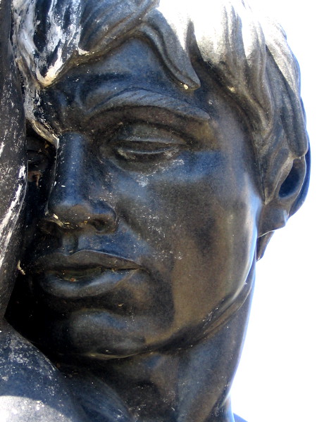 The sleepy face of Morning, a black diorite sculpture by internationally renowned San Diego artist Donal Hord.