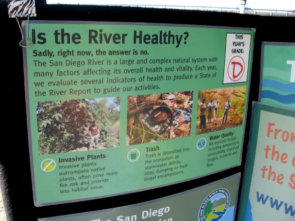 Sadly, the river isn't healthy. A grade is assigned each year based upon trash, water quality and the extent of invasive plants.