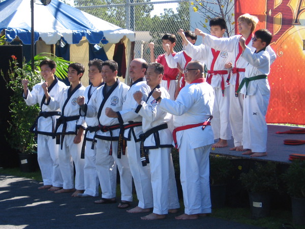 The friendly martial arts group poses.