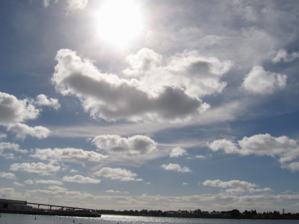 Beautiful clouds and blue sky above San Diego Bay.