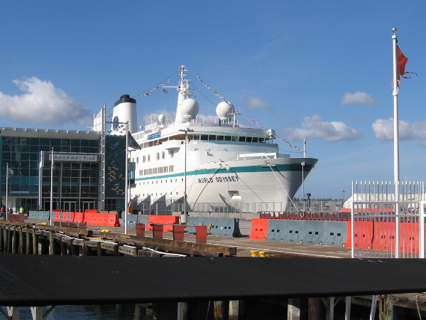 That isn't a cruise ship. It's the MV World Odyssey, a floating classroom! Its Semester at Sea allows students to study while touring the world!