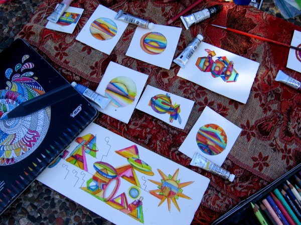 These wonderful small pieces of watercolor art were created by Juli, who also goes by the street name Tree. She recently came to San Diego from San Francisco.