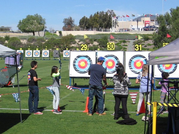 Kids get a chance to practice archery at an outdoor range where Olympians train! A special activity during the Celebration of Champions event at the Chula Vista Elite Athlete Training Center!