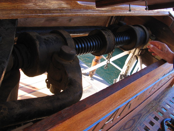 A super nice Maritime Museum docent showed me how the steering mechanism works. The two opposing screw-like worms were made with amazing precision over 150 years ago!