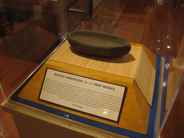 A Native American ancient ship model. This pecked stone boat effigy was found in 2012 on San Clemente Island. It's at least 1000 years old.