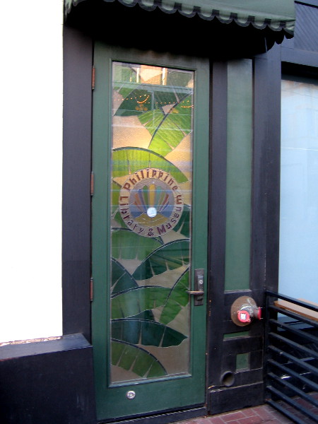 The unusually tall stained glass door of the Philippine Library and Museum in the Gaslamp. I'll probably visit one day!