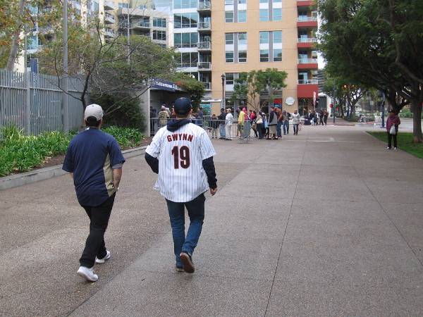 Heading toward Petco Park, where the San Diego Padres play. An event today promoted many local pro and college teams, now that the NFL Chargers have left.