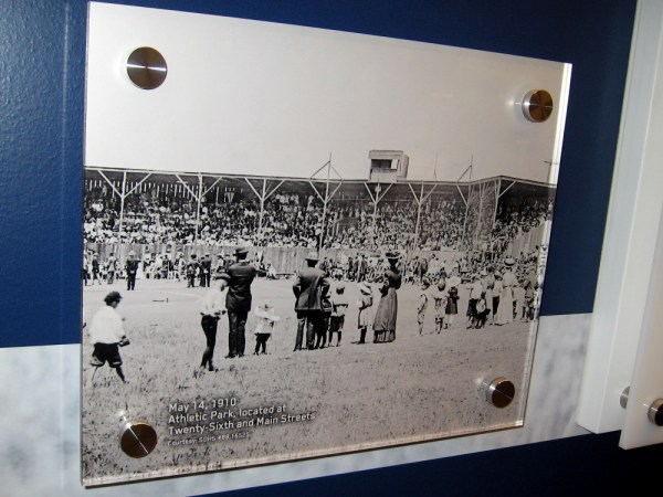 Old photo of baseball game being played in 1910 at Athletic Park in Barrio Logan.