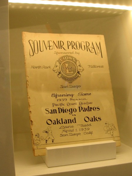 Souvenir program for the opening game of the 1939 season in the Pacific Coast League. San Diego Padres versus Oakland Oaks.