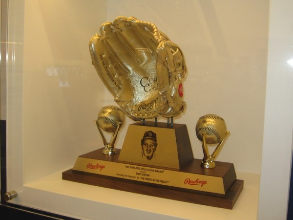 1987 Rawlings Gold Glove Award, presented to Tony Gwynn, The Finest in the Field.