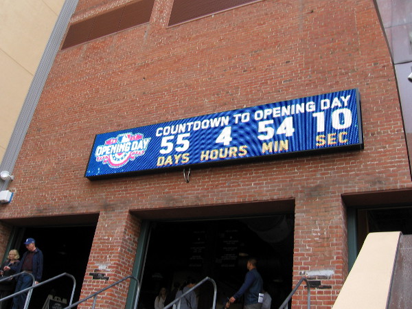 According to a countdown clock on the Western Metal Supply Co. building, there are 55 days until baseball's Opening Day!