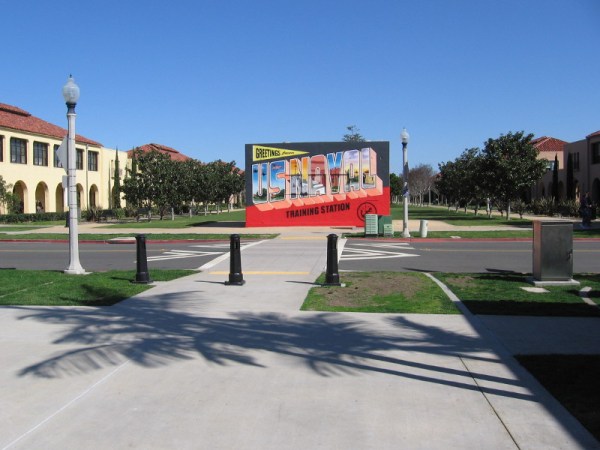 A huge postcard has appeared on Dewey Road in Point Loma, at the southwest end of the Liberty Station's Arts District!