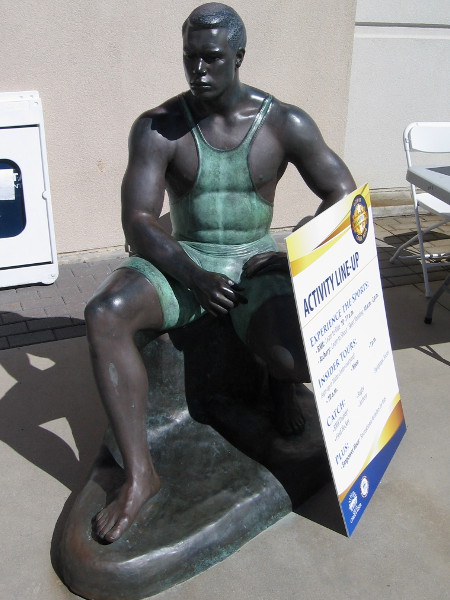 One of two cool bronze sculptures near the main door to the Visitor Center. This male Olympic athlete might be a wrestler.