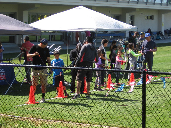 Kids try their hand at archery at the Celebration of Champions event at the Elite Athlete Training Center in Chula Vista!