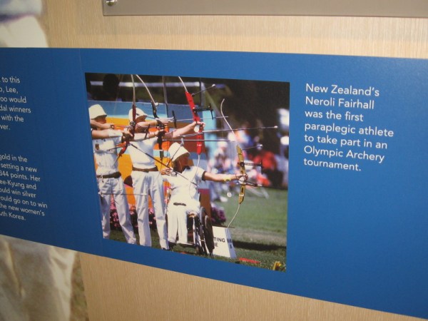 In 1984, at the Los Angeles games, New Zealand's Neroli Fairhall was the first paraplegic athlete to compete in Olympic archery.