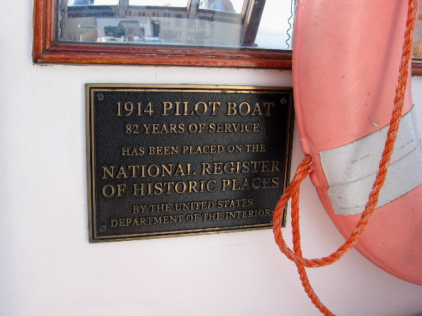 The 1914 Pilot Boat, with 82 years of service, has been placed on the National Register of Historic Places.
