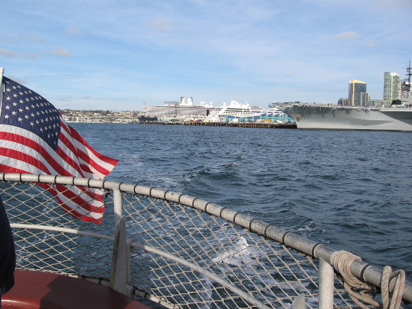 We've passed the USS Midway. Just enjoying the blue water and sunshine.