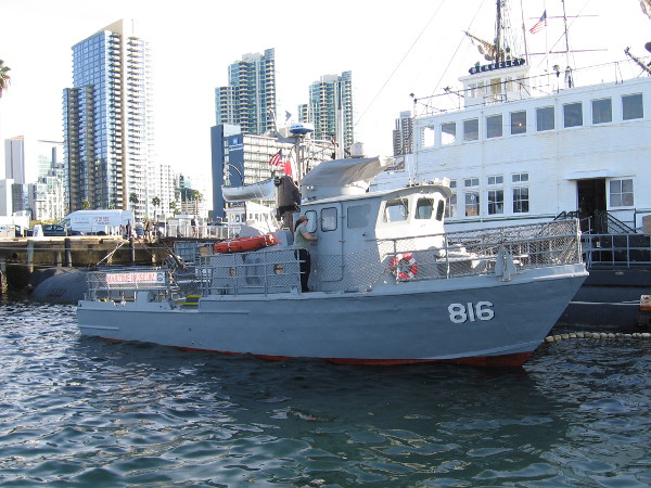 About to tie up near the museum's restored Swift Boat. I went on a ride aboard her some time ago. We went further south in the bay on that tour and got a good look at many active Navy ships.