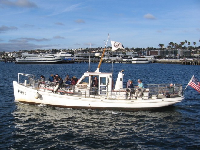 The small Pilot sets out across San Diego Bay on a tour of the harbor.