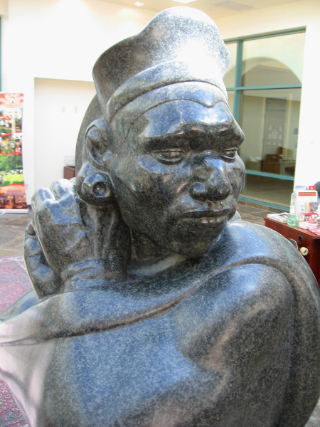 Face of iconic sculpture Aztec, presented to SDSU in 1937 by artist Donal Hord.