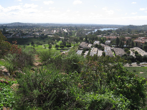 Looking to the south, one can see the Mission Trails Golf Course and Lake Murray.