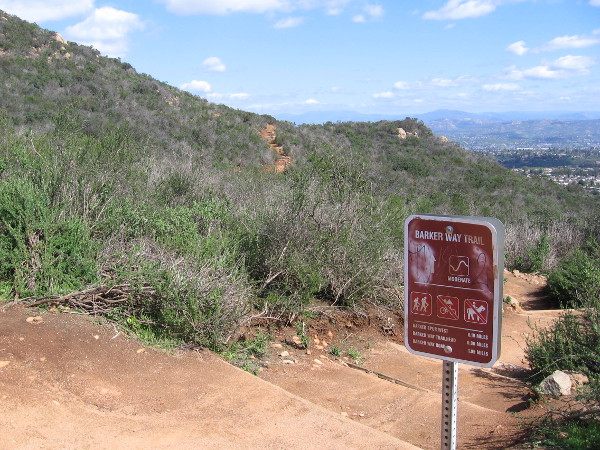As we continue toward the summit, the Barker Way Trail leads off to the east.