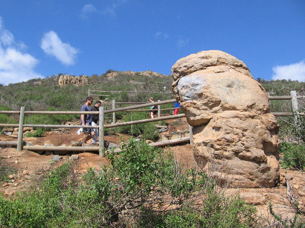 The trails zig-zags among interesting rocky outcrops near the summit.