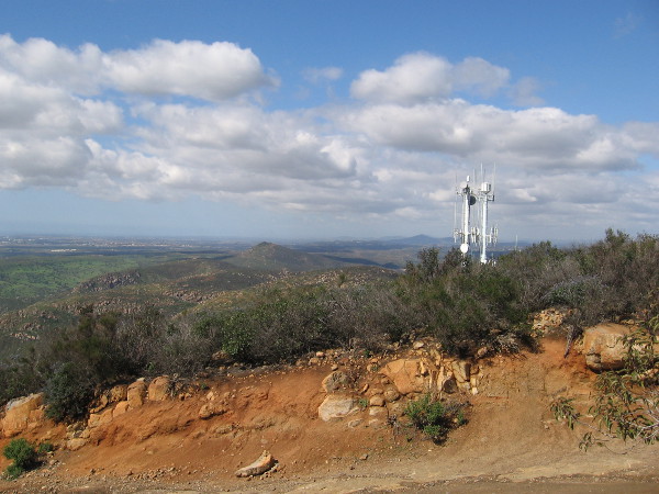 To the north, antennas rise from Cowles Mountain into the sky. I could see the Pacific Ocean coastline stretching into the distance in the northwest.