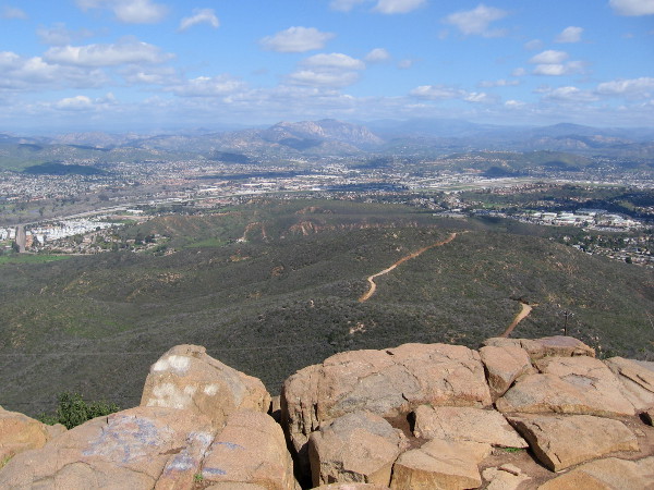Gazing northeast toward Santee and Lakeside and nearby mountains. At the very center is El Cajon Mountain.