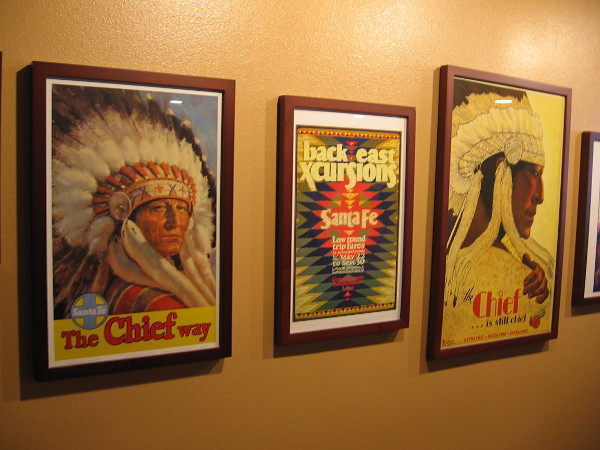 Lots of nostalgic railway artwork decorates the walls.