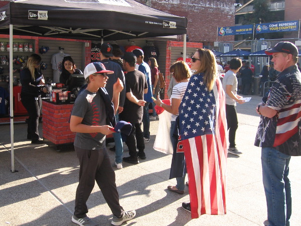 Team USA fans in line to buy merchandise at Petco Park during the World Baseball Classic in San Diego.