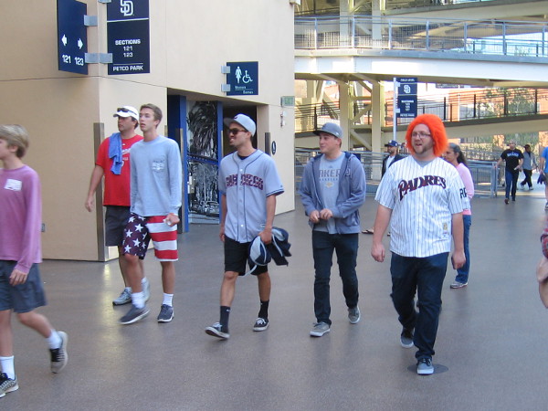 Some outrageous costumes and lots of patriotic clothing could be seen all about the stadium.