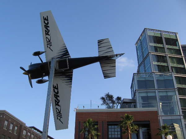 Now the Red Bull Air Race plane seems to be banking toward the Gaslamp! Perhaps it will fly up Fifth Avenue!