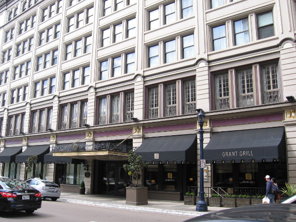 The east side entrance of the elegant U.S. Grant Hotel on Fourth Avenue in downtown San Diego.