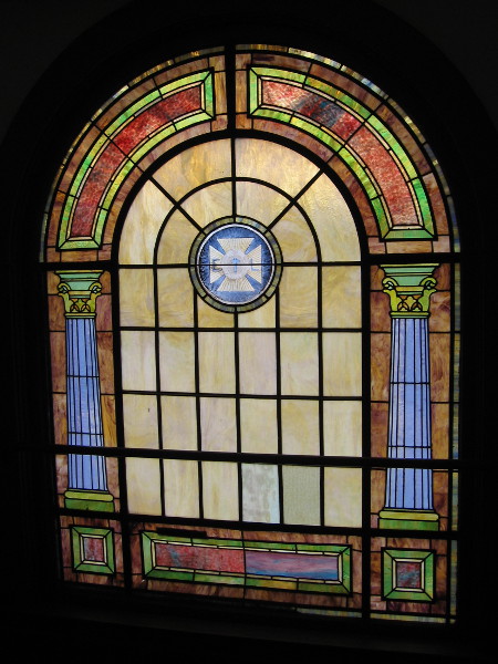 The many stained glass windows seem to fill the historic building with magic.