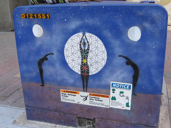 More cosmic yoga street art on another side of the same transformer box.